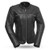 First Classics women's café racer leather jacket front view, black drum-dyed cowhide, zip-out thermal liner