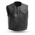 Short Collarless Platinum Leather Club Vest, Lowside