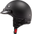 Matte black bagger half motorcycle helmet with a low profile shorty shell design and secure chin strap