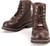 Close-up of lace-up detailing on Milwaukee Leather MBL9308 women's brown logger boots