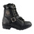 Waterproof Milwaukee Leather men's lace-up black leather motorcycle boots with side zipper
