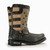 Milwaukee Leather MBM9116 men's black and gray stars and stripes motorcycle harness boots with orange lug sole