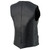 Ladies classic black leather riding vest with a solid one piece back panel ideal for motorcycle patches