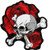 Red Rose Skull Cross Bones Biker Patch, Hot Leathers Red Rose Skull Cross Bones Biker Patch, Hot Leathers