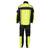 Hi-vis neon green nylon motorcycle rain gear suit with waterproof jacket and matching black rain pants