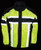 Jacket's zippered cuffs and hidden hood tucked under collar on Milwaukee Neon Nylon Motorcycle Rain Gear Suit Jacket's zippered cuffs and hidden hood tucked under collar on Milwaukee Neon Nylon Motorcycle Rain Gear Suit
