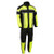 Neon Green Nylon Motorcycle Rain Gear Suit with reflective chest, arms, and back stripes