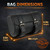 Weather resistant compact motorcycle handlebar bag featuring adjustable universal mounting straps