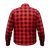 Unik red flannel motorcycle armored shirt – back view with CE-approved armor panels and mesh lining