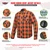 Orange and black plaid men's flannel motorcycle armored riding shirt