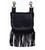 Black Leather Fringe Hip Bag, Studded Biker Riding Purse Black Leather Fringe Hip Bag, Studded Biker Riding Purse