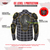 Men's black white armored motorcycle riding shirt with removable shoulder elbow and back armor