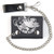 Live to Ride Biker Leather Chain Wallet – front view USA-made genuine cowhide with "Live to Ride" eagle graphic and 12-inch detachable chain