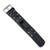 USA-made black wide leather watch band with silver buckle and adjustable strap