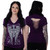 Purple Wicked Bling Shirt by Liberty Wear, USA Made, featuring rhinestone-studded cross and wings graphic on deep purple v-neck with slit back
