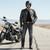 Men's black denim armored motorcycle riding jeans reinforced with aramid fibers and removable knee armor