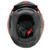 Milwaukee red modular motorcycle helmet interior view showing the plush removable comfort liner and secure chin strap closure