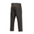 Back view of men's brown leather pants showcasing belt loops and rear pockets