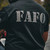 back design reflective biker tee showing FAFO graphic