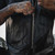Unik Collarless Short Leather Motorcycle Vest with Zipper and Snap Closure