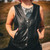 Model Wearing Unik Ladies Soft Leather Motorcycle Vest on Motorcycle