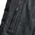 Classic black leather biker vest with adjustable side laces for expandable fit