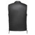 Rear view of Unik Men's Black Leather Motorcycle Vest with clean back panel for club patches