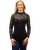 Liberty Wear sequin lace long sleeve top USA made women’s fashion blouse with shimmer detailing and elegant fitted design