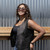 Ladies long torso black leather motorcycle vest with snap front closure