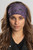 Purple Paisley Skull Gems Biker Headband by Hair Glove - Black EZ Bandz with gemstone-embellished skull