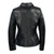 Ladies Black Leather Jacket with Shirt Collar