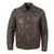 Brown Men's Collared Leather Jacket- Zip-Up