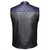 mens UNIK blue leather biker vest with diamond stitching and snap pockets