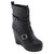 Ladies motorcycle biker boots with studded platform heel design