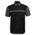 Single chest pocket with secure snap closure on black and gray work shirt