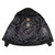 Interior look at the authentic DuPont Kevlar reinforcement lining on reflective skull riding hoodie