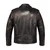 Back view of Unik distressed brown leather motorcycle jacket showcasing durable panel construction