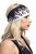 White rhinestone flames motorcycle headband by Hair Glove