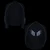Women's black motorcycle jacket with reflective wings and studs