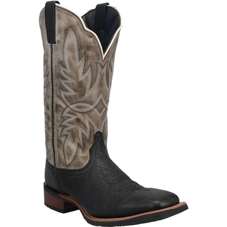 Laredo Black & Gray Leather Western Boots: Isaac 7910