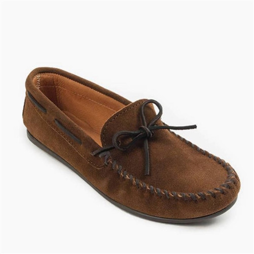 Men's Classic Minnetonka Moccasins Dusty Brown Suede - Leather