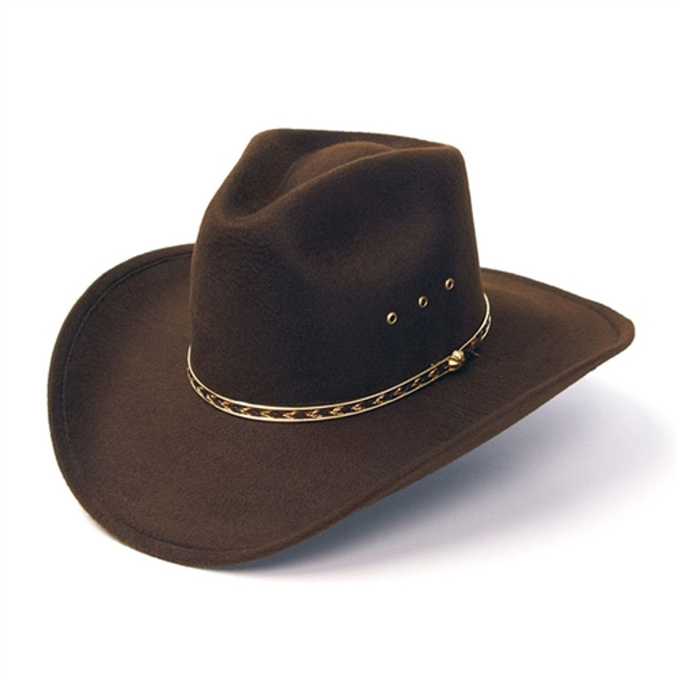 Faux Felt Brown Western Hat, Pinch Front