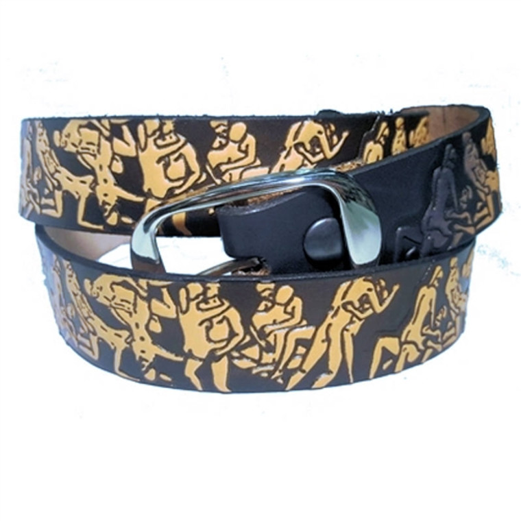 Genuine Leather "X-Rated" Orgy Embossed Belt
