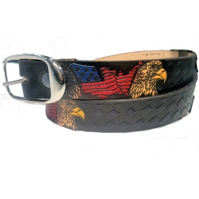 Custom Leather USA Flag & Eagle Print Belt
