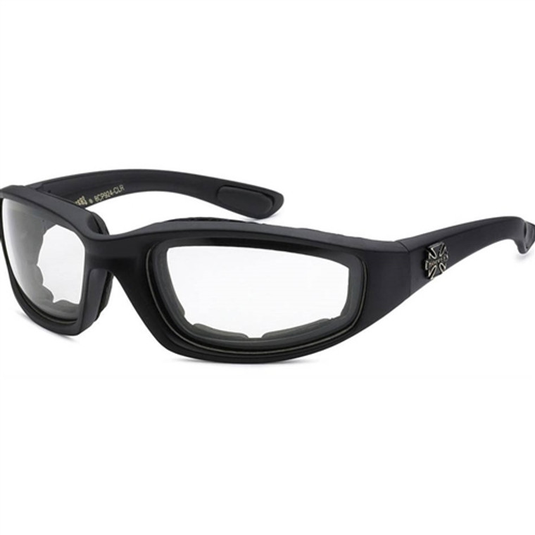 Padded Motorcycle Glasses - Clear Lens, Night Riding