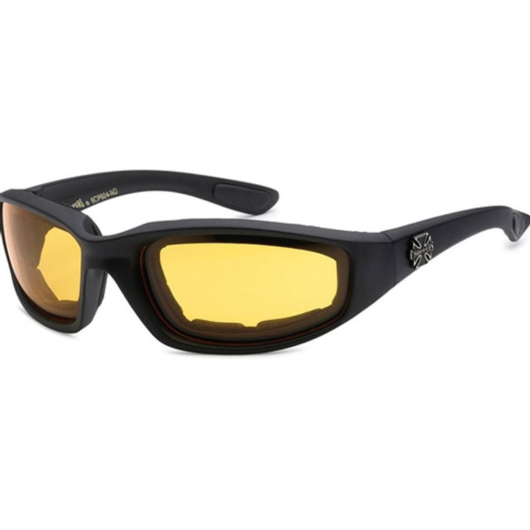 Padded Motorcycle Glasses - Yellow Lens, Night Riding