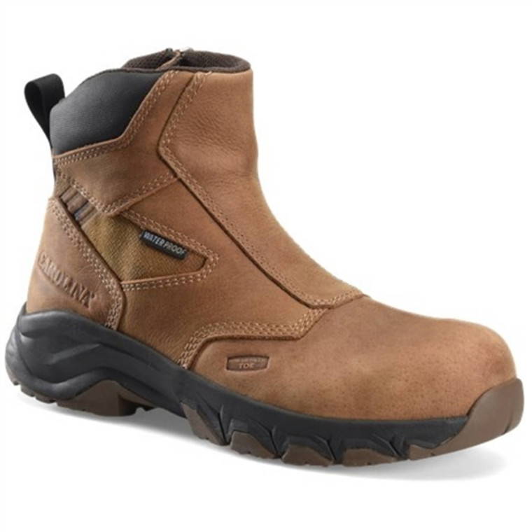 Carolina 6-inch composite toe work boots with side zipper, featuring waterproof SCUBALINER™