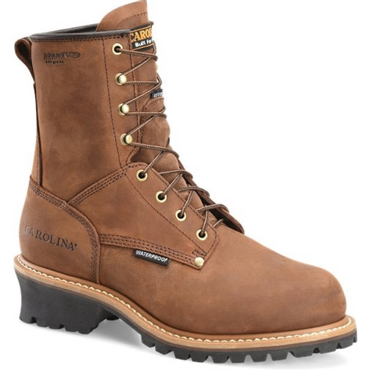 Carolina CA5821 8-inch waterproof steel toe logger boots in copper crazy horse leather, 600g Thinsulate insulation