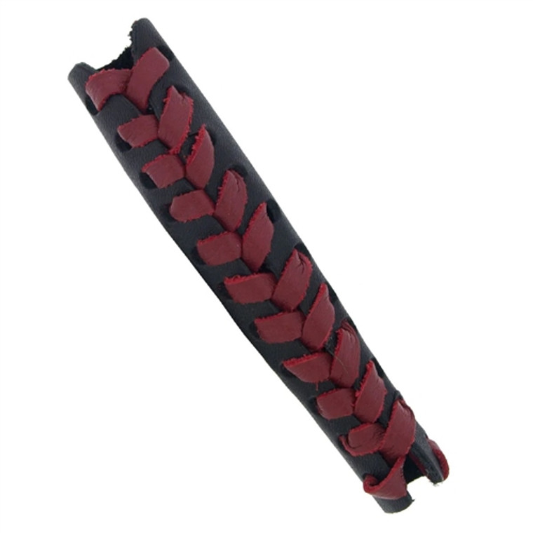 Black & Red Leather Motorcycle Grip Cover