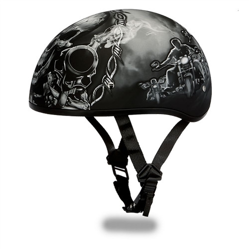 Daytona Helmets Skull Motorcycle Helmets: Black & White Guns DOT